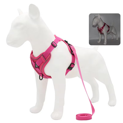 No Pull Dog Harness and Leash Set Adjustable Pet Harness Vest for Small Dogs Cats Reflective Mesh Dog Chest Strap French Bulldog