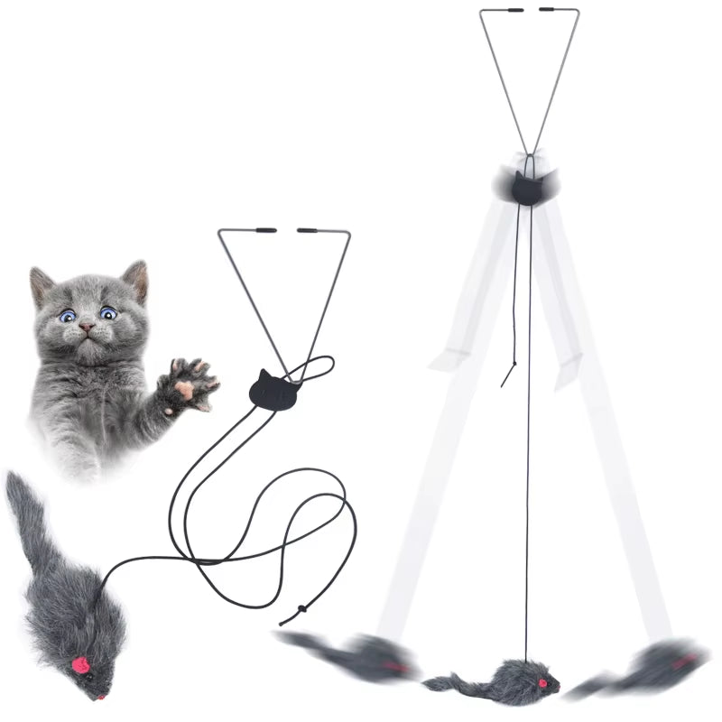 Interactive Cat Toy Hanging Clip Door Plush Mouse Self-Hi Hanging Door Elastic Funny Cat Toy Juguetes Para Gatos Rascador Gato