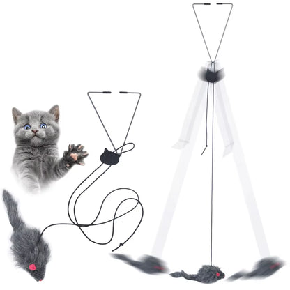 Interactive Cat Toy Hanging Clip Door Plush Mouse Self-Hi Hanging Door Elastic Funny Cat Toy Juguetes Para Gatos Rascador Gato