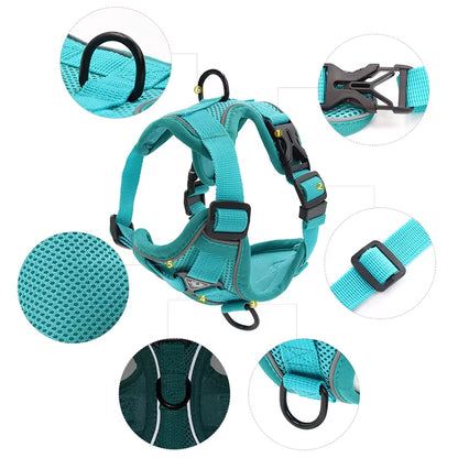 No Pull Dog Harness and Leash Set Adjustable Pet Harness Vest for Small Dogs Cats Reflective Mesh Dog Chest Strap French Bulldog