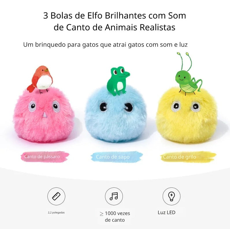 Bolinha Interativa Inteligente para Gatos – Som Realista e Diversão Garantida
