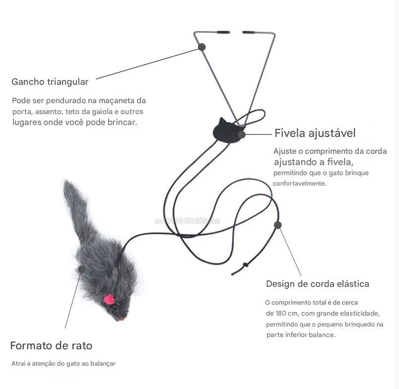 Brinquedo Interativo de Porta para Gatos – Ratinho Suspenso com Elástico