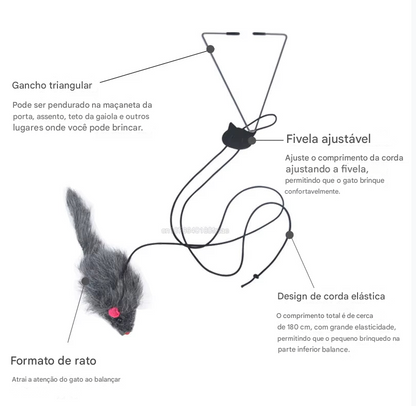 Brinquedo Interativo de Porta para Gatos – Ratinho Suspenso com Elástico