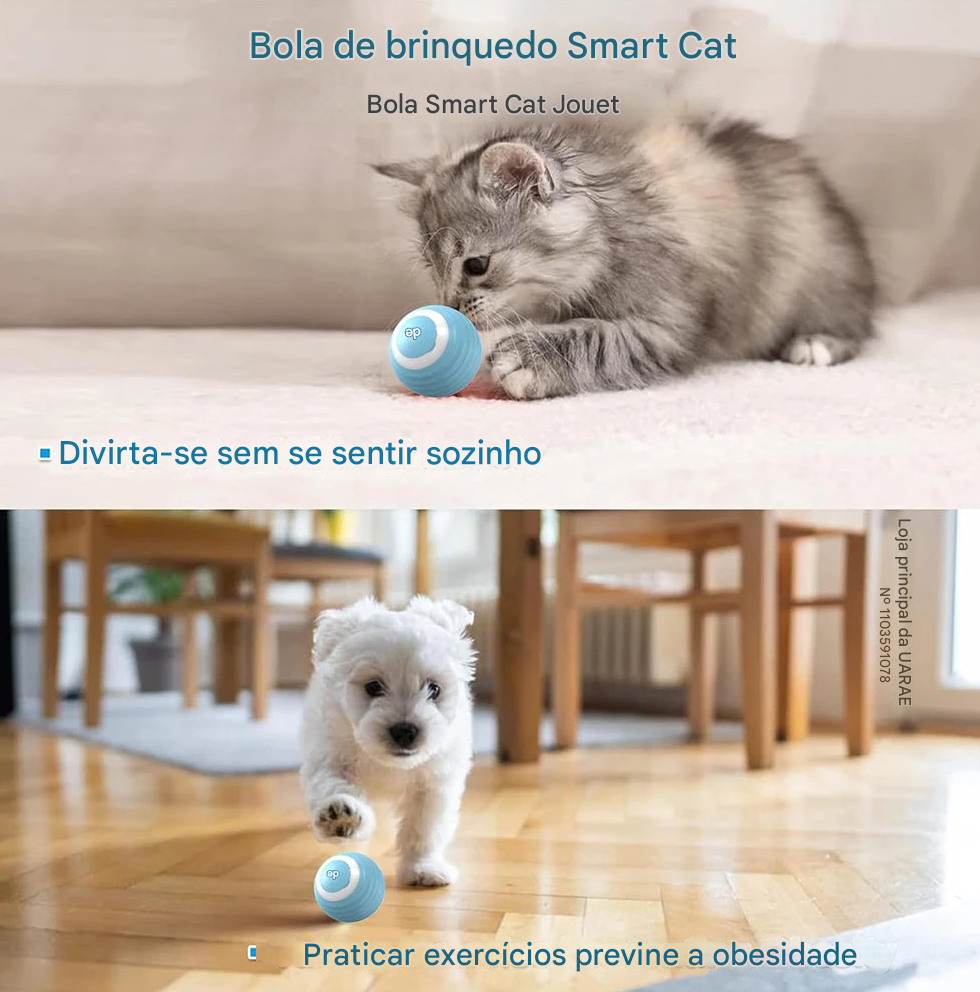 Bola Interativa Elétrica para Gatos – Automática e Inteligente