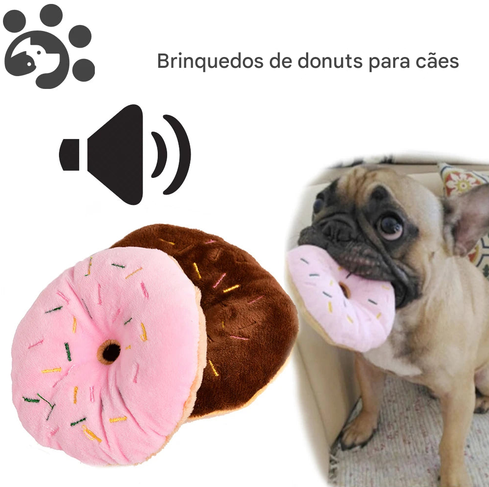 Brinquedo Donut de Pelúcia com Apito para Cães e Gatos – Diversão que Encanta