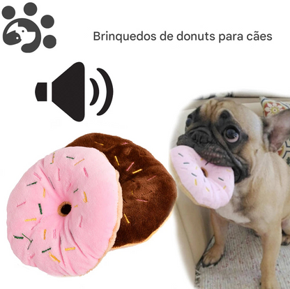 Brinquedo Donut de Pelúcia com Apito para Cães e Gatos – Diversão que Encanta