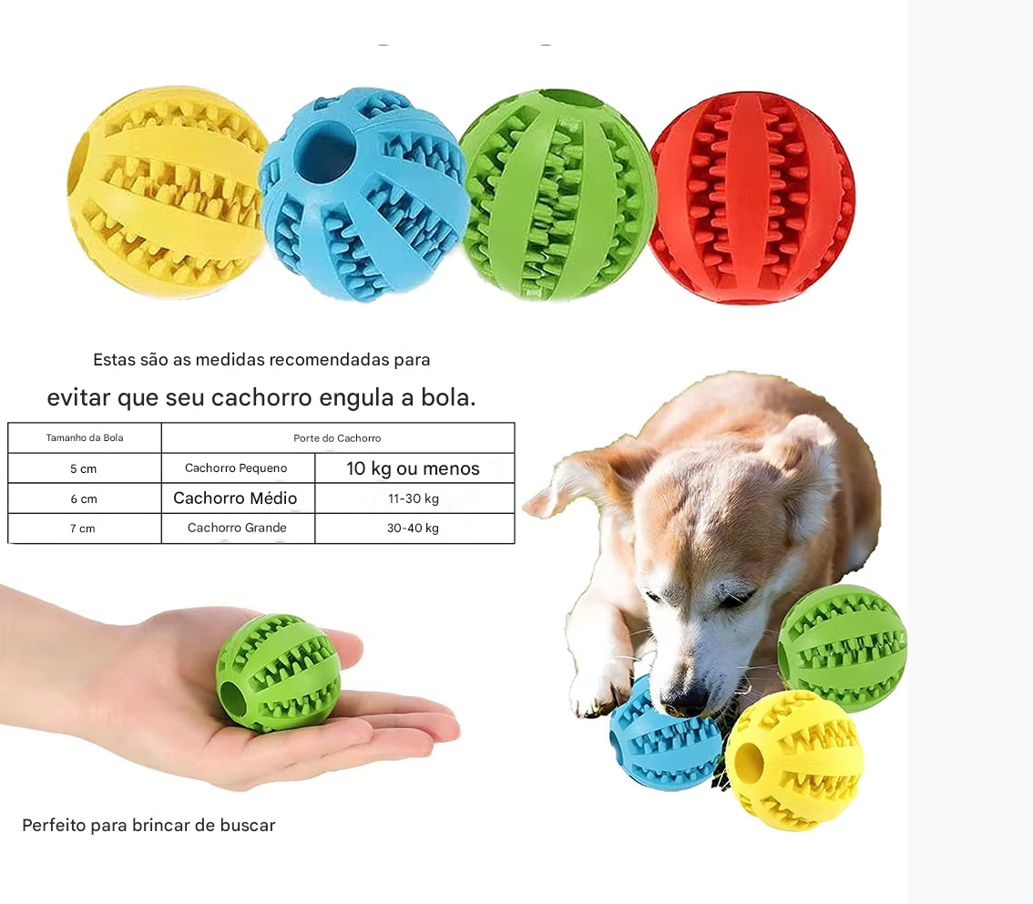 Bola Interativa para Cães com Petiscos – Borracha Resistente para Limpeza Dental