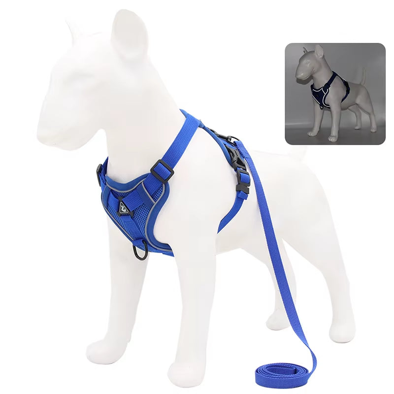 No Pull Dog Harness and Leash Set Adjustable Pet Harness Vest for Small Dogs Cats Reflective Mesh Dog Chest Strap French Bulldog